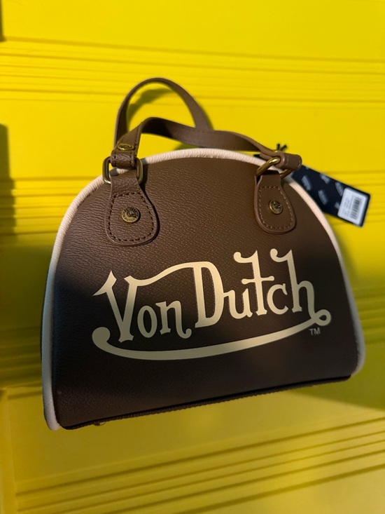 Von Dutch Handbags - Von Dutch Brown Dome Handbag with Tan Trim